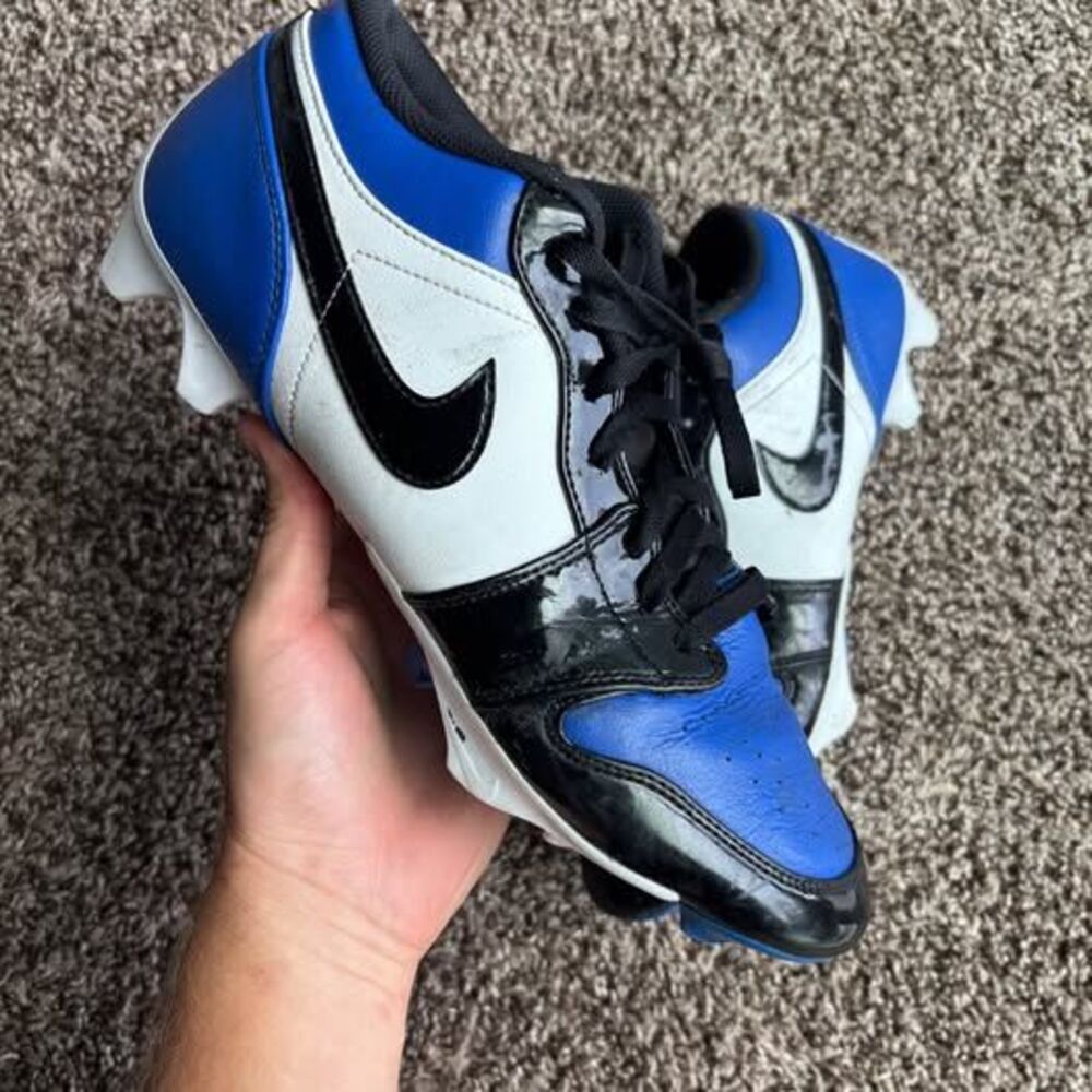 Nike Air Jordan 1 Low TD Football Cleats Royal Toe Blue Black Men's Size 13